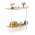 Gymax Half Moon Console Table 40 2 Tier Entryway Table W Storage