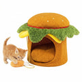 Gymax Hamburger Cat Nest W Perch Chicken Drumstick Toy Removable Yellow Green