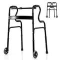 Gymax Heavy Duty Folding Walker W Unidirectional Wheels Armrests