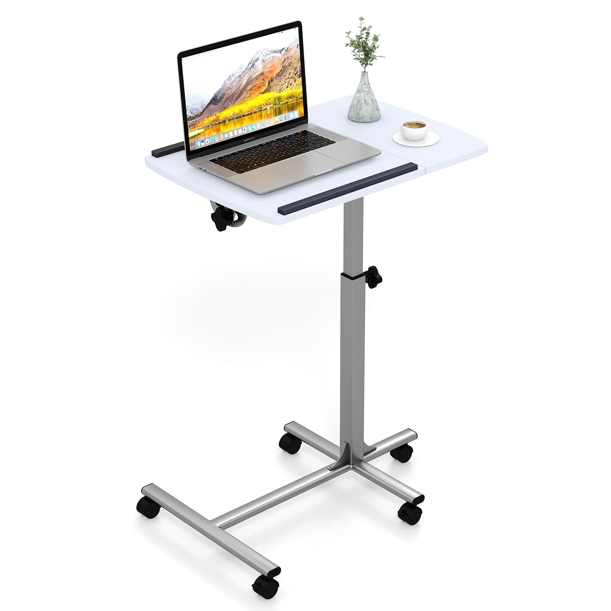 Gymax Height Adjustable Mobile Laptop Desk Standing Desk On Wheels