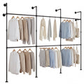Gymax Industrial Pipe Clothing Rack Wall Mounted Heavy Duty Metal