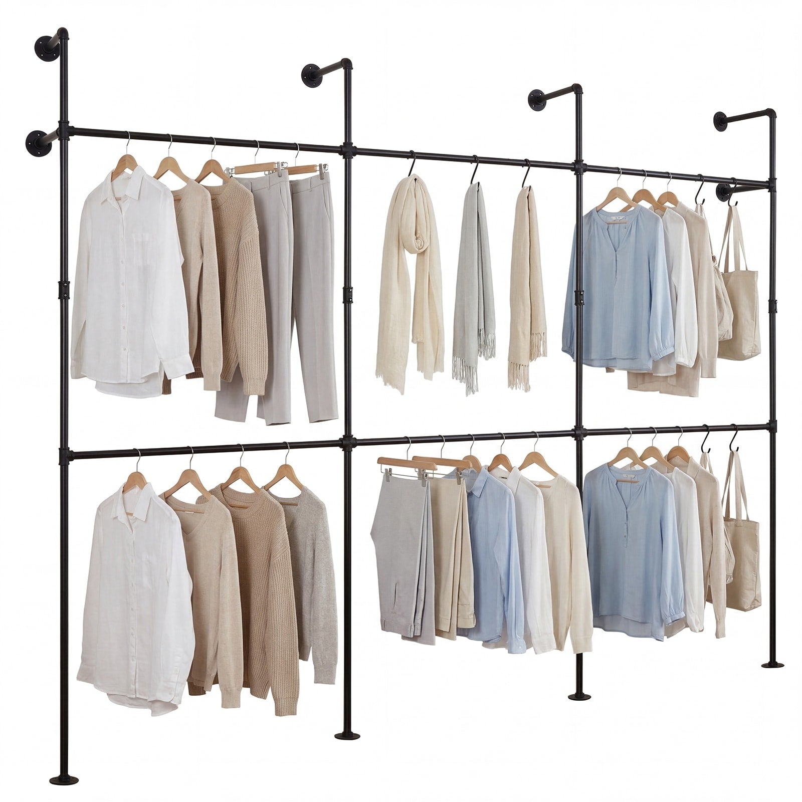 Gymax Industrial Pipe Clothing Rack Wall Mounted Heavy Duty Metal