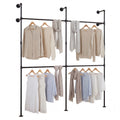 Gymax Industrial Pipe Clothing Rack Wall Mounted Heavy Duty Metal