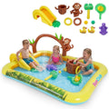Gymax Inflatable Play Pool Center W Water Slide Monkey Tree Stump Multi Colored