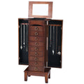 Gymax Jewelry Cabinet Armoire Wood Storage Box Chest Stand Organizer Walnu