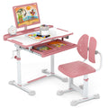 Gymax Kids Study Desk Chair Set W Tilt Desktop Book Stand Footrest