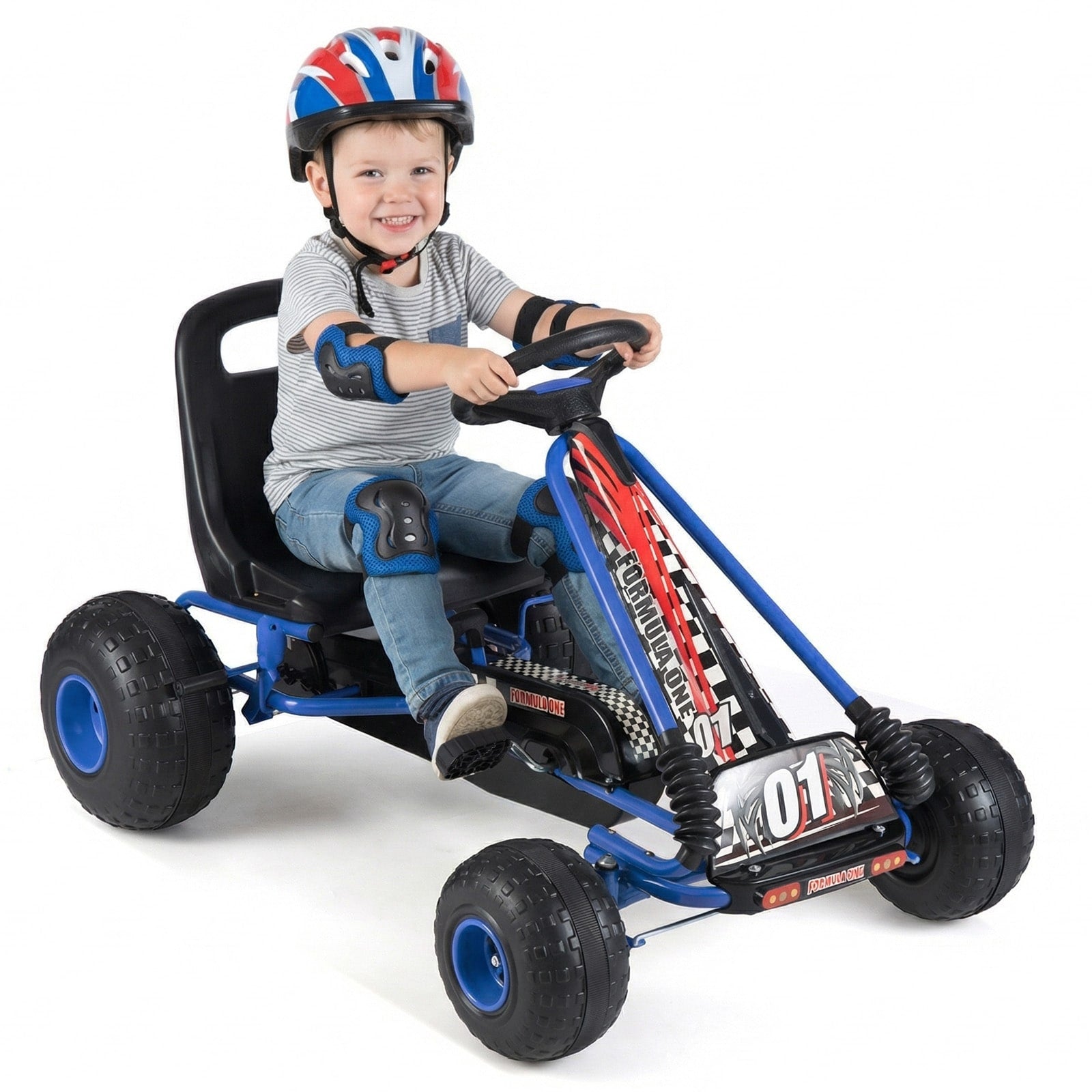 Gymax Kids 4 Wheel Pedal Go Kart W Clutch Hand Brake Multi Terrain