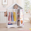 Gymax Kids Dress Up Storage W Mirror Roofed Wardrobe Closet W Open
