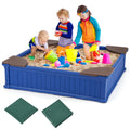 Gymax Kids Outdoor Sandbox 48.5 X 48.5 X 12.5 Large Hdpe Sandpit