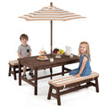 Gymax Kids Picnic Table Outdoor Wooden Table Bench Set With