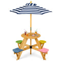 Gymax Kids Picnic Table W Stools Wooden Activity Desk Set W Foldable