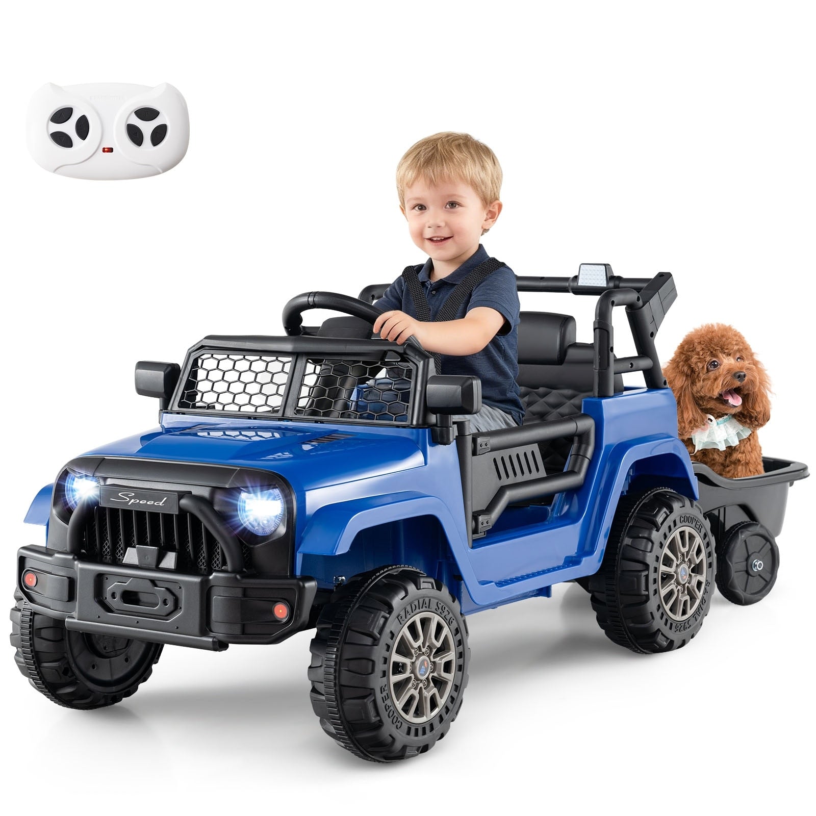 Gymax Kids Ride On Utv Car W Detachable Trailerparent Remote Control