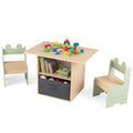 Gymax Kids Table Chairs Set W 2 Open Compartments Fabric Drawer For