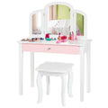 Gymax Kids Vanity Princess Make Up Dressing Table W Tri Folding See Details