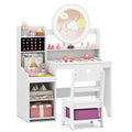 Gymax Kids Vanity Table Set W Lighted Led Mirror Princess Dressing