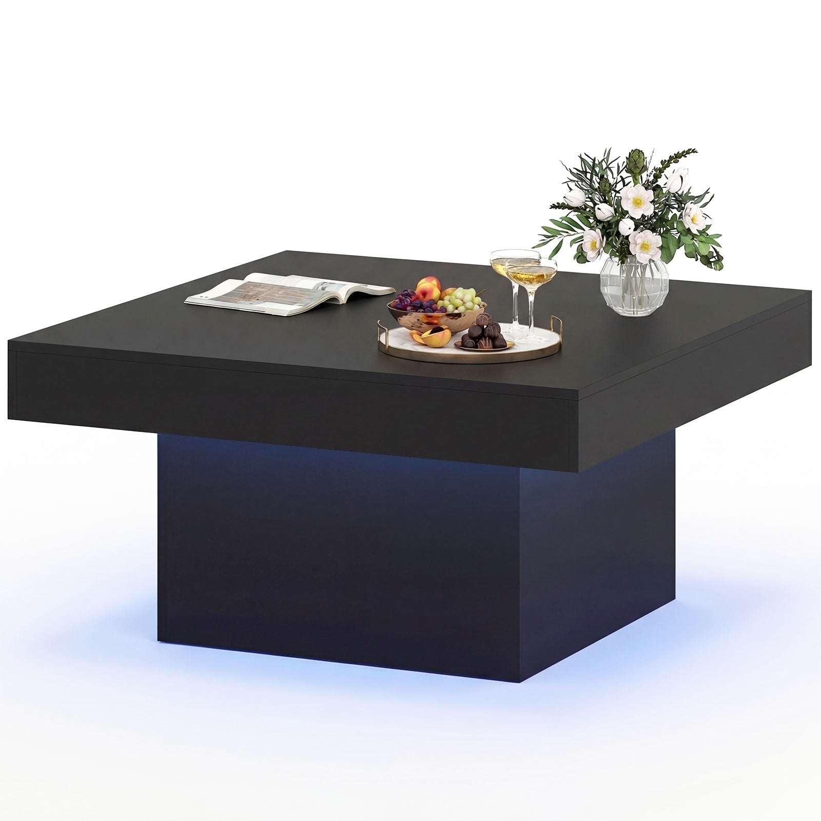 Gymax Led Coffee Table W Adjustable Light Colors Speed Brightness