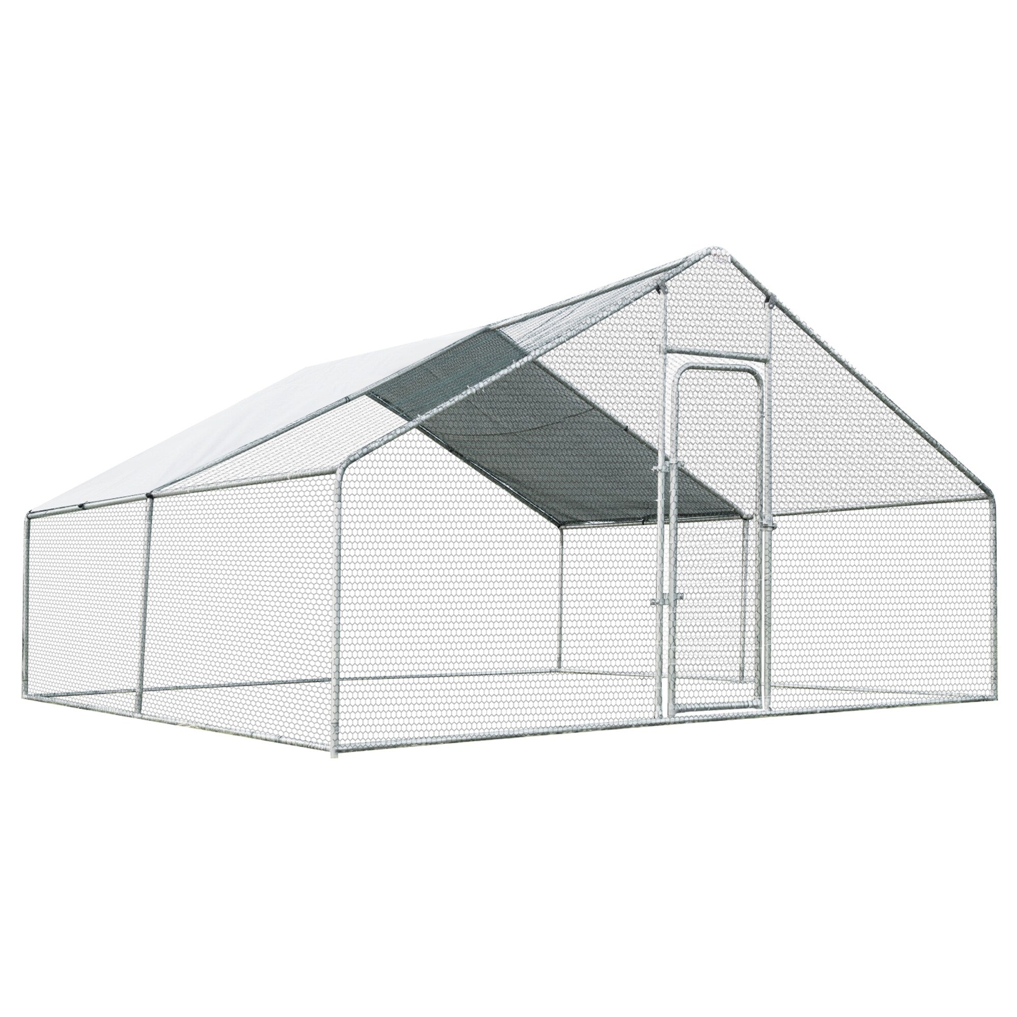 Gymax Large Walk In Chicken Coop Run House Shade Cage 13X13 With Roof Cover Backyard As Pic