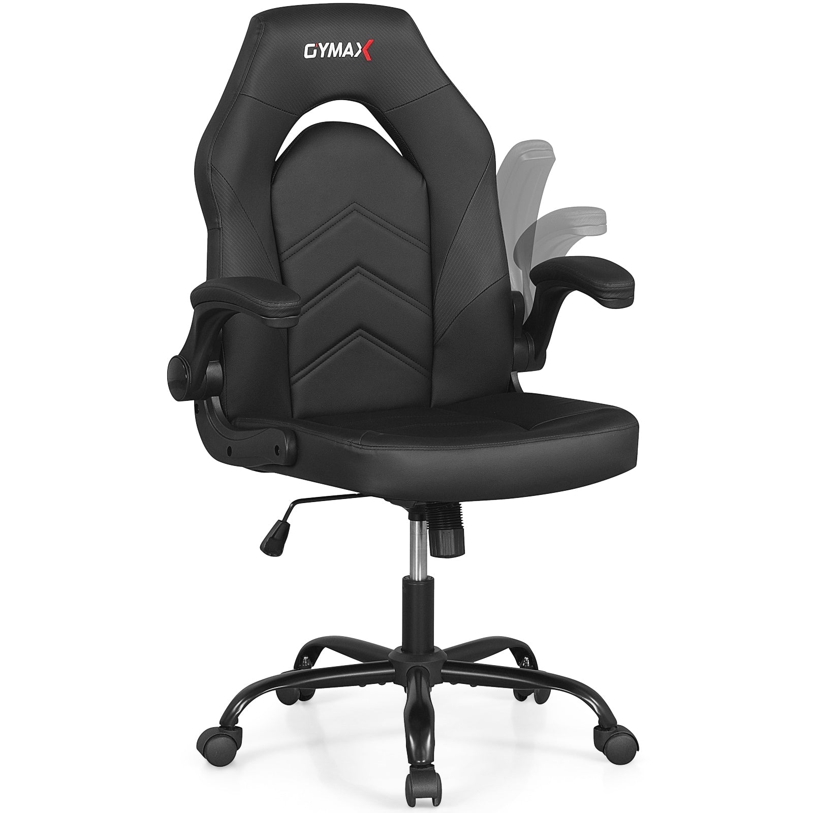 Gymax Leather Office Chair W Flip Up Armrests Rocking Function
