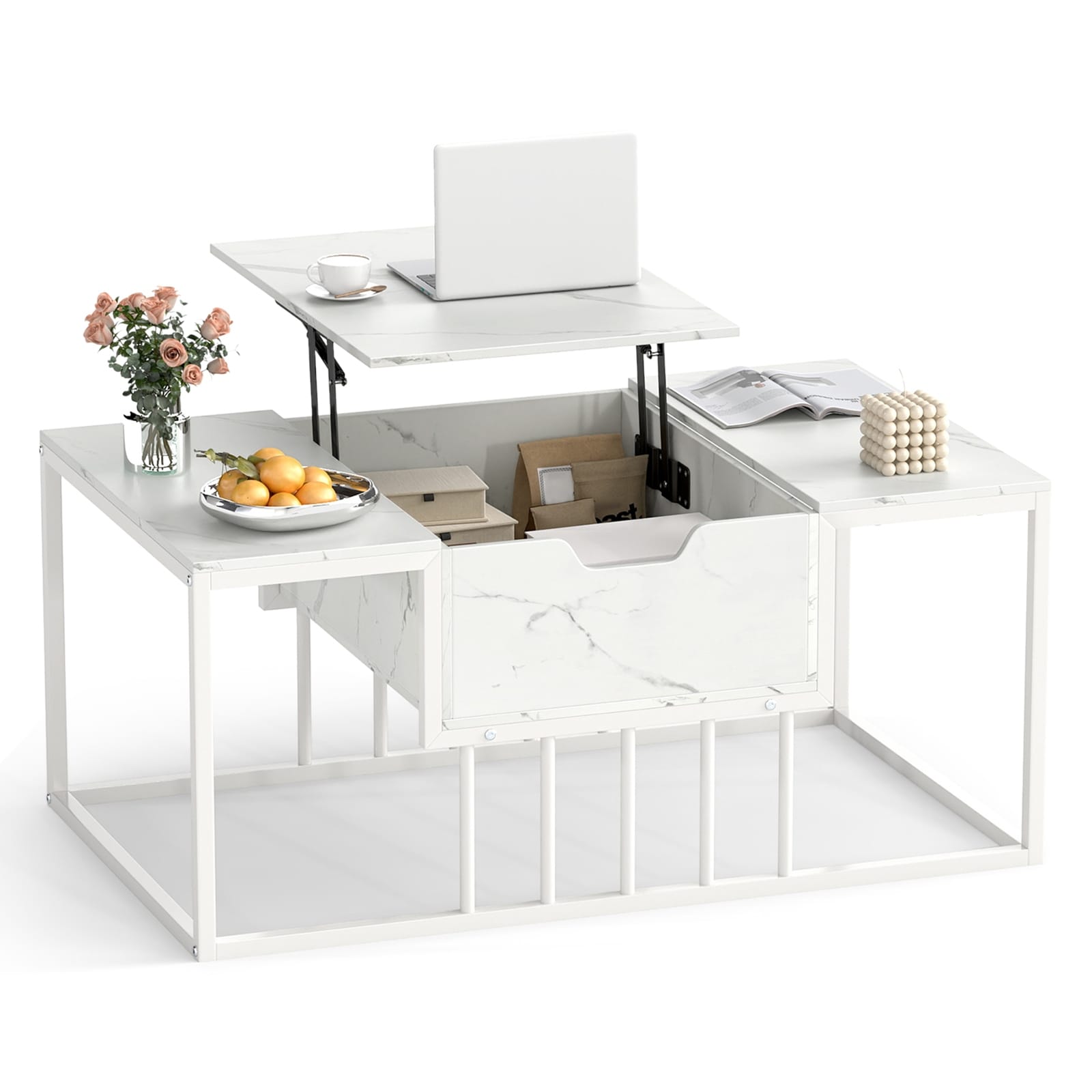 Gymax Lift Top Coffee Table W Hidden Storage Heavy Duty Metal Frame