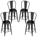 Gymax Metal Bar Stools Set Of 4 24 Counter Height Barstools W