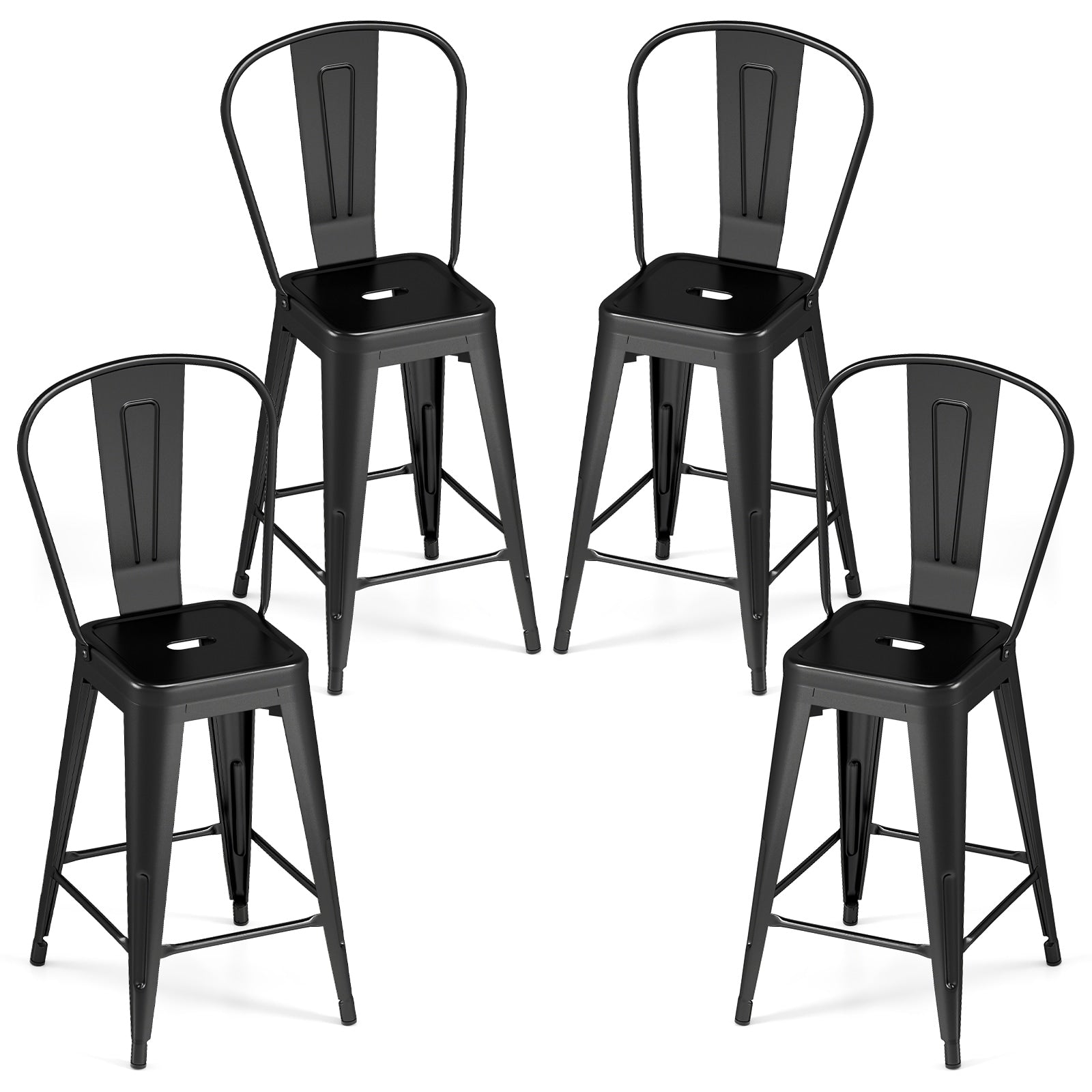 Gymax Metal Bar Stools Set Of 4 24 Counter Height Barstools W