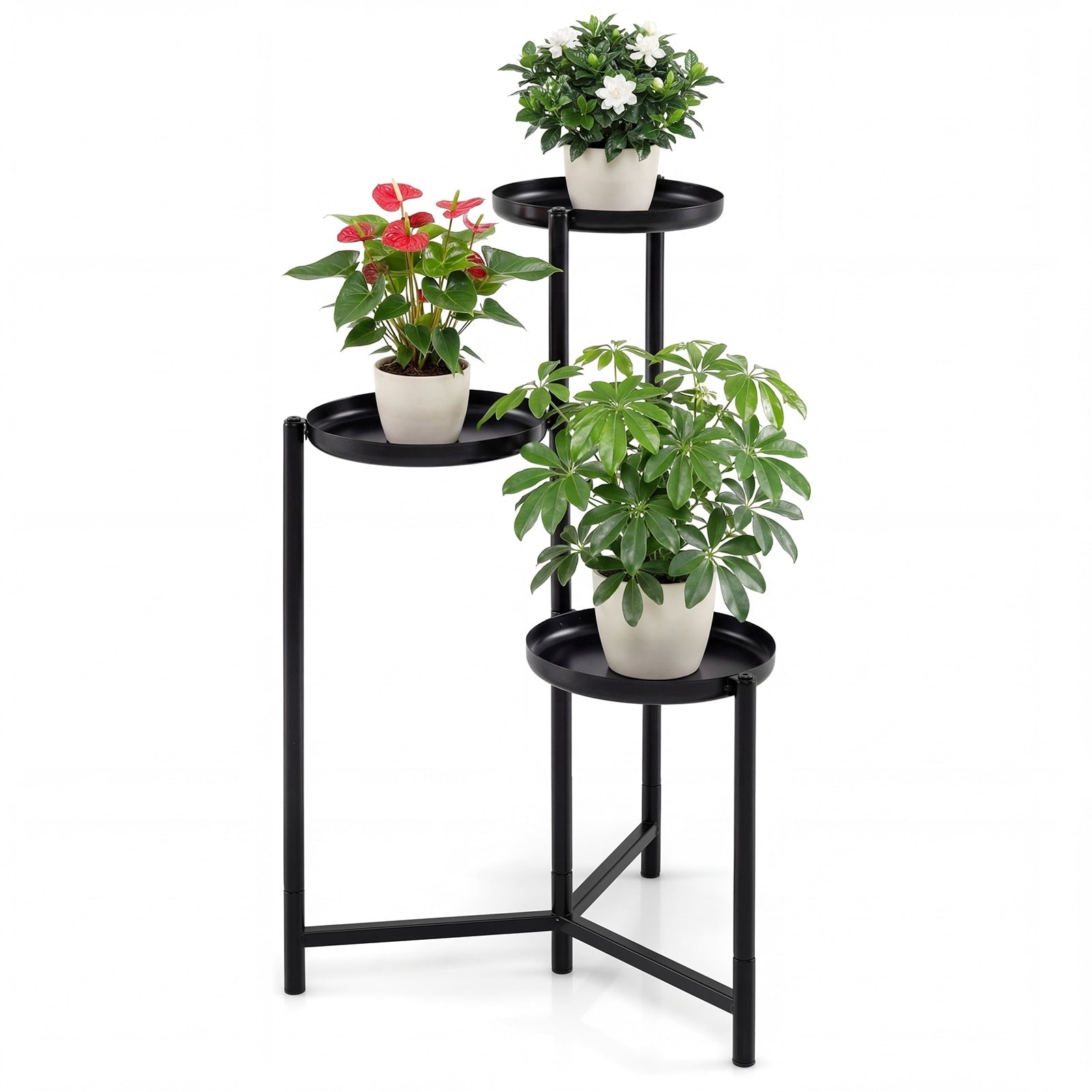 Gymax Metal Plant Stand Indoor Outdoor Tall Corner Flower Pot Holder