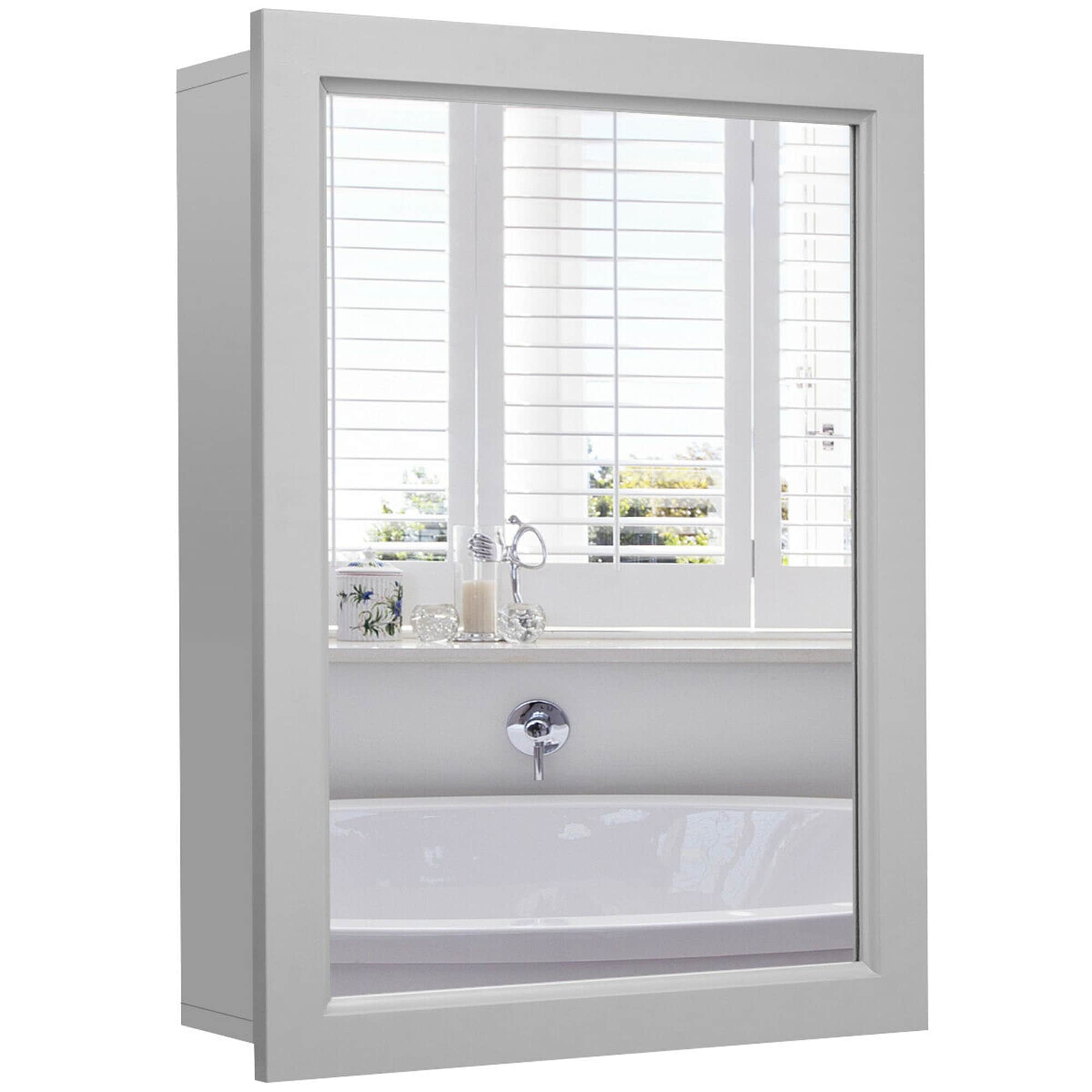 Gymax Mirrored Medicine Cabinet Wall Mounted Bathroom Storage See Details