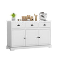 Gymax 3 Drawers Sideboard Buffet Cabinet Console Table Kitchen Storage Cupboard White