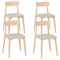 Gymax Modern Upholstered Dining Chairs Set Of 4 Linen Fabric