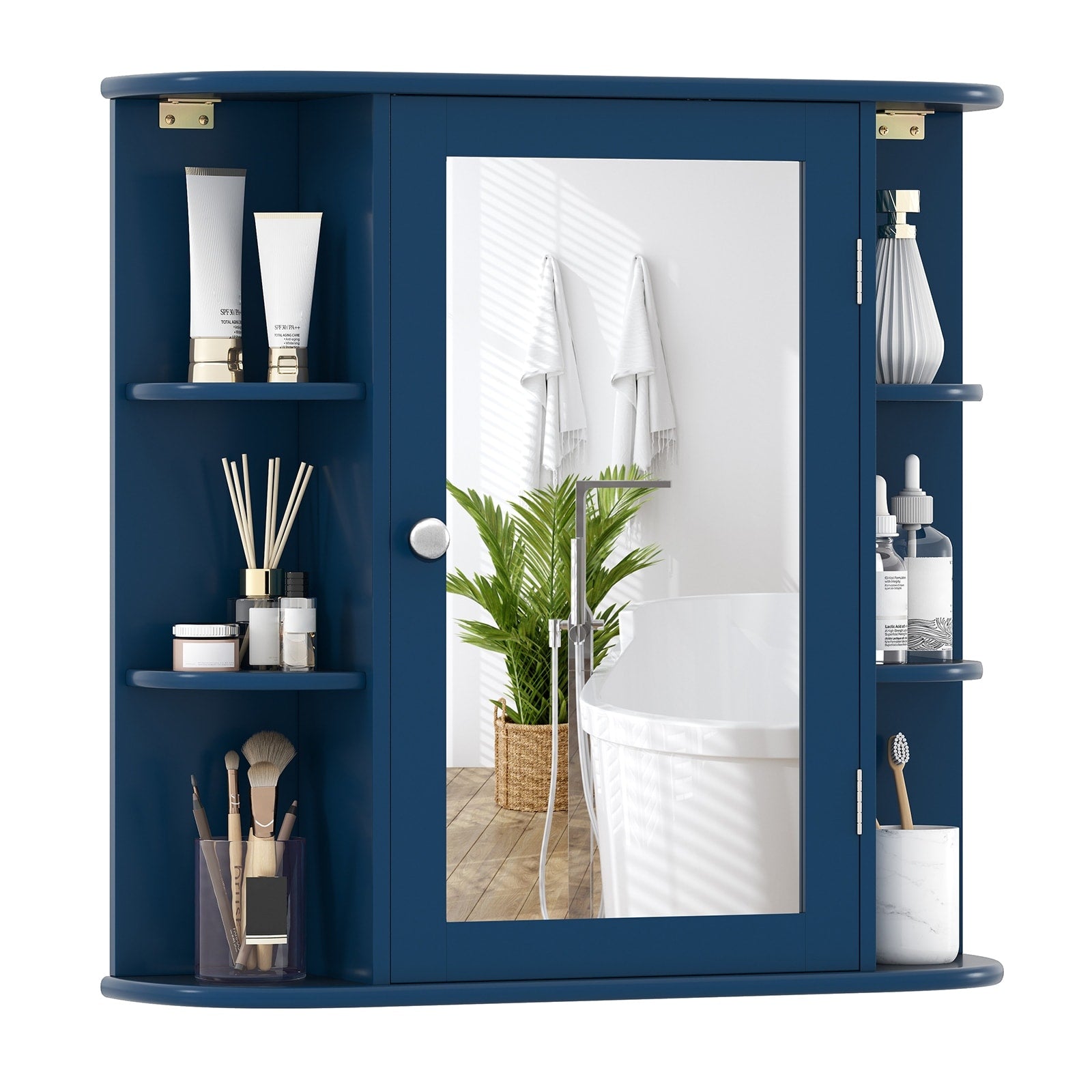 Gymax Multipurpose Mount Wall Surface Storage Cabinet Mirror For