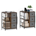 Gymax Nightstand 2 Pcs 3 Tier Storage End Table Bedside Table With