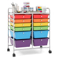 Gymax Office Rolling Cart 12 Storage Drawer Studio Organizer Bins