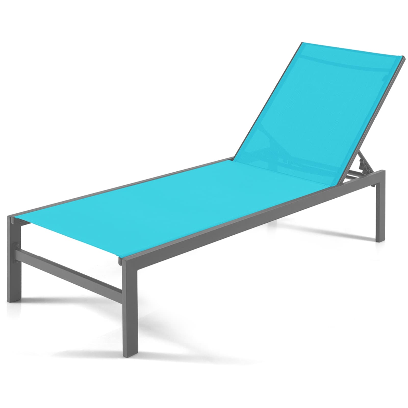 Gymax Outdoor 6 Position Lounge Chair Chaise Aluminium Adjust Recliner