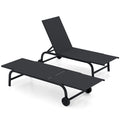 Gymax Outdoor Chaise Lounge Chair Set Of 2 W Wheels 6 Position