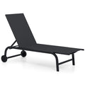 Gymax Outdoor Chaise Lounge Chair Set W Wheels 6 Position Recliner W