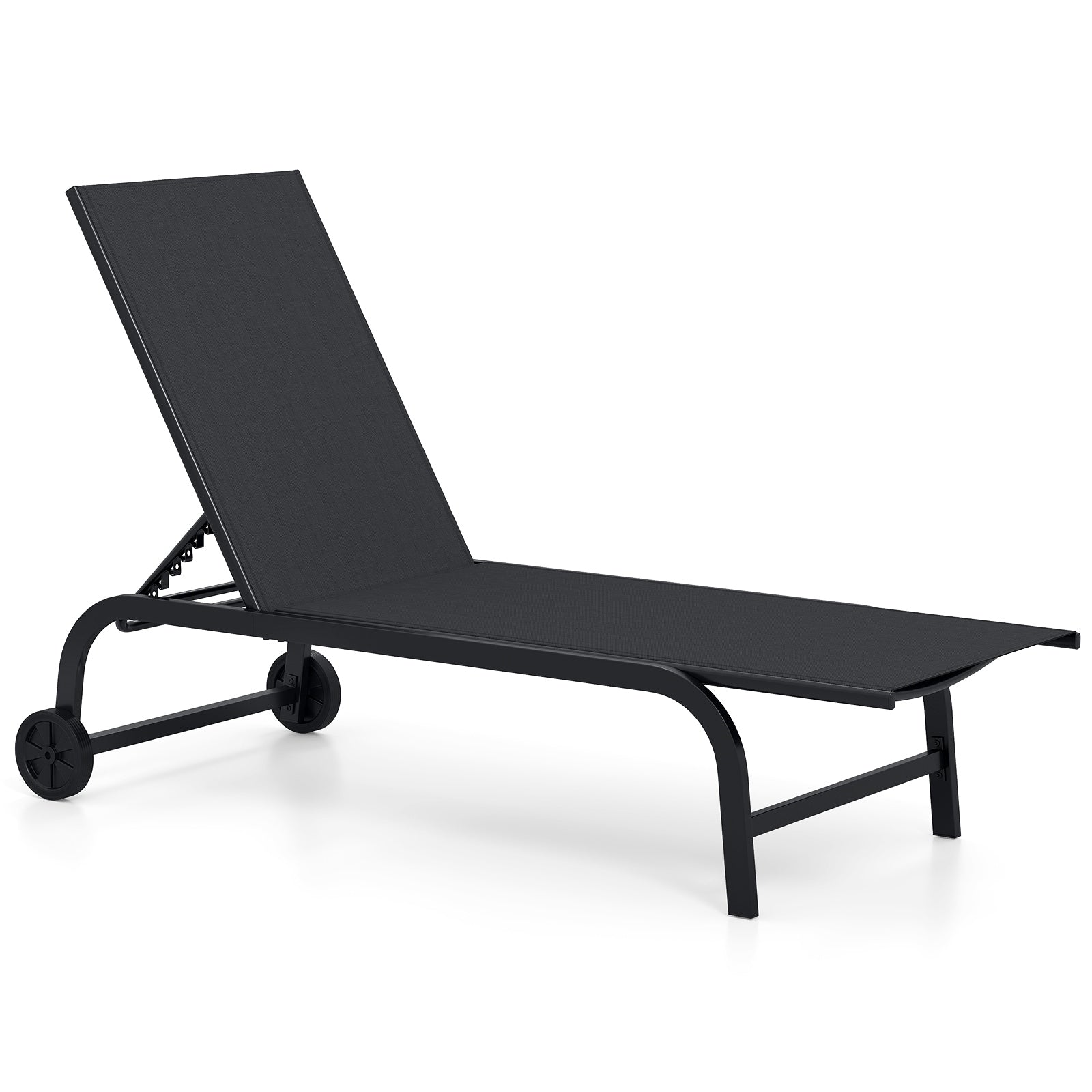 Gymax Outdoor Chaise Lounge Chair Set W Wheels 6 Position Recliner W