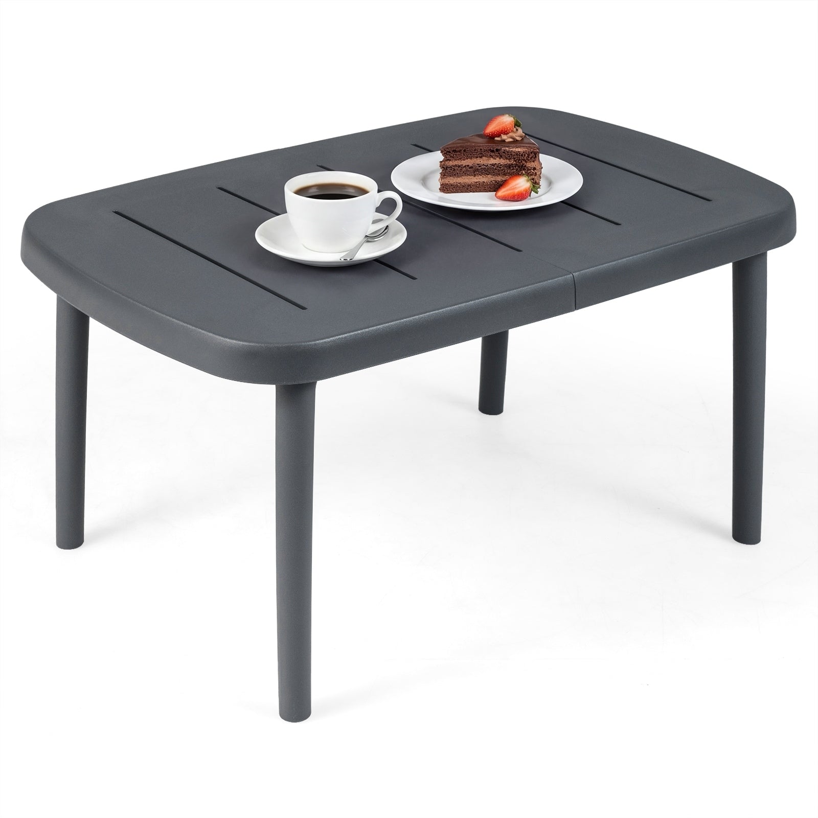 Gymax Outdoor Coffee Table Rectangular Patio Storage Table W Aluminum
