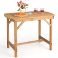 Gymax Outdoor Fir Wood Dining Table 1.5 Umbrella Hole Yard Garden