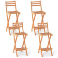 Gymax Outdoor Folding Bar Stools Set Of 4 W Backrest Footrest Wooden