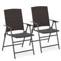 Gymax Outdoor Folding Chairs Set Of 2 W Armrests Metal Frame