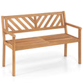 Gymax Outdoor Loveseat Bench 2 Person Patio Acacia Wood Garden Chair
