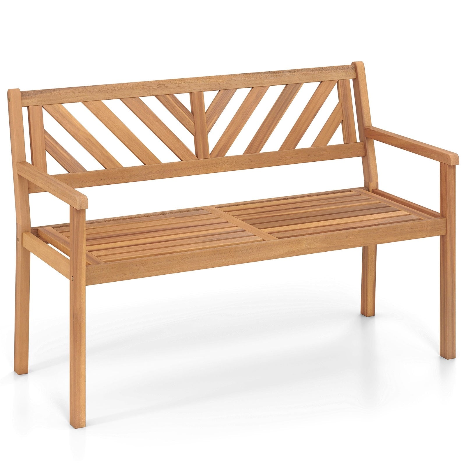 Gymax Outdoor Loveseat Bench 2 Person Patio Acacia Wood Garden Chair