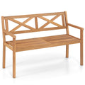 Gymax Outdoor Loveseat Bench 2 Person Patio Acacia Wood Garden Chair