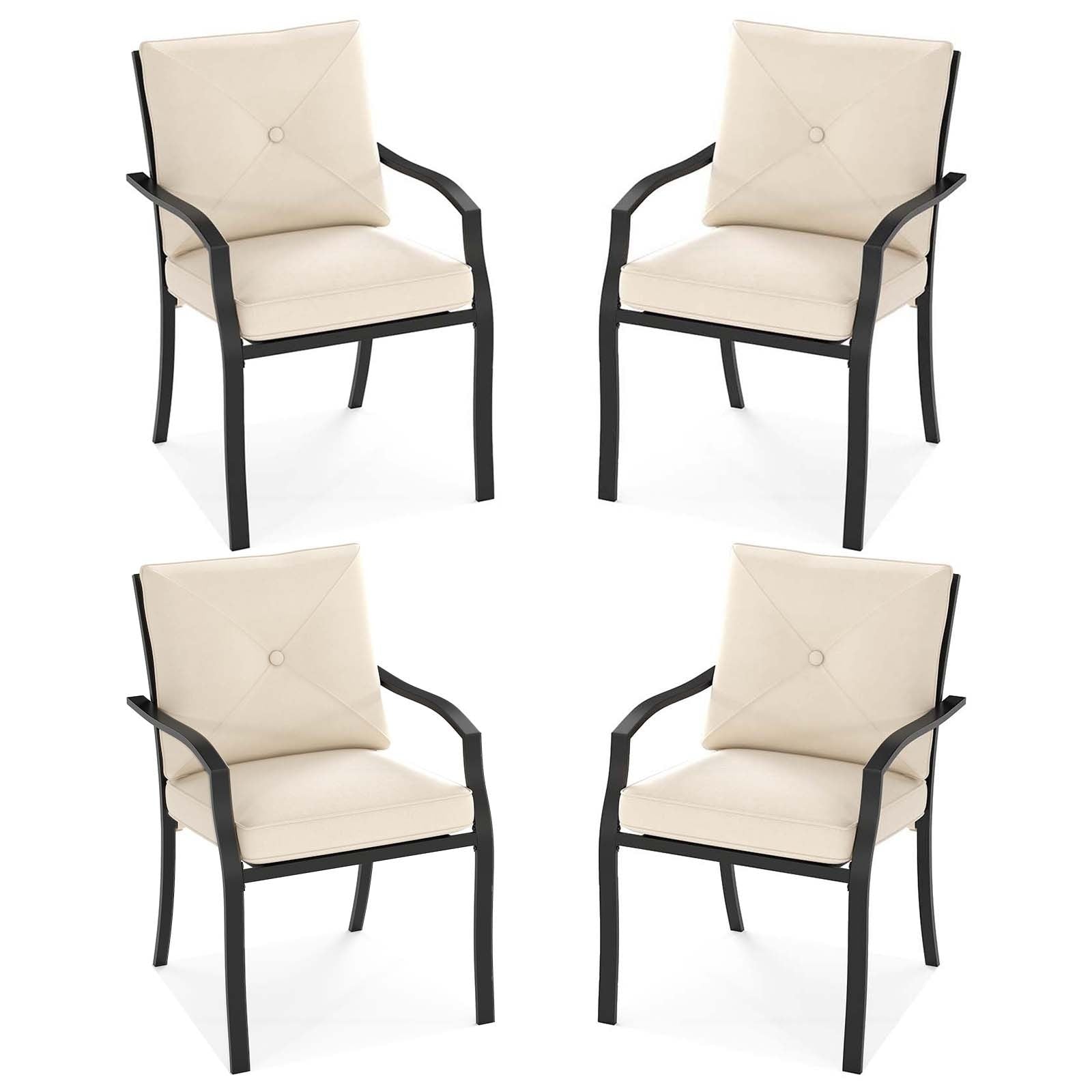 Gymax Outdoor Patio Dining Chair Set Of 4 Stackable Garden Chairs With