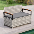 Gymax Outdoor Storage Bench W Cushion Backrest Acacia Wood Armrests