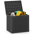 Gymax Outdoor Storage Box W Lockable Lid Wicker Woven Texture For