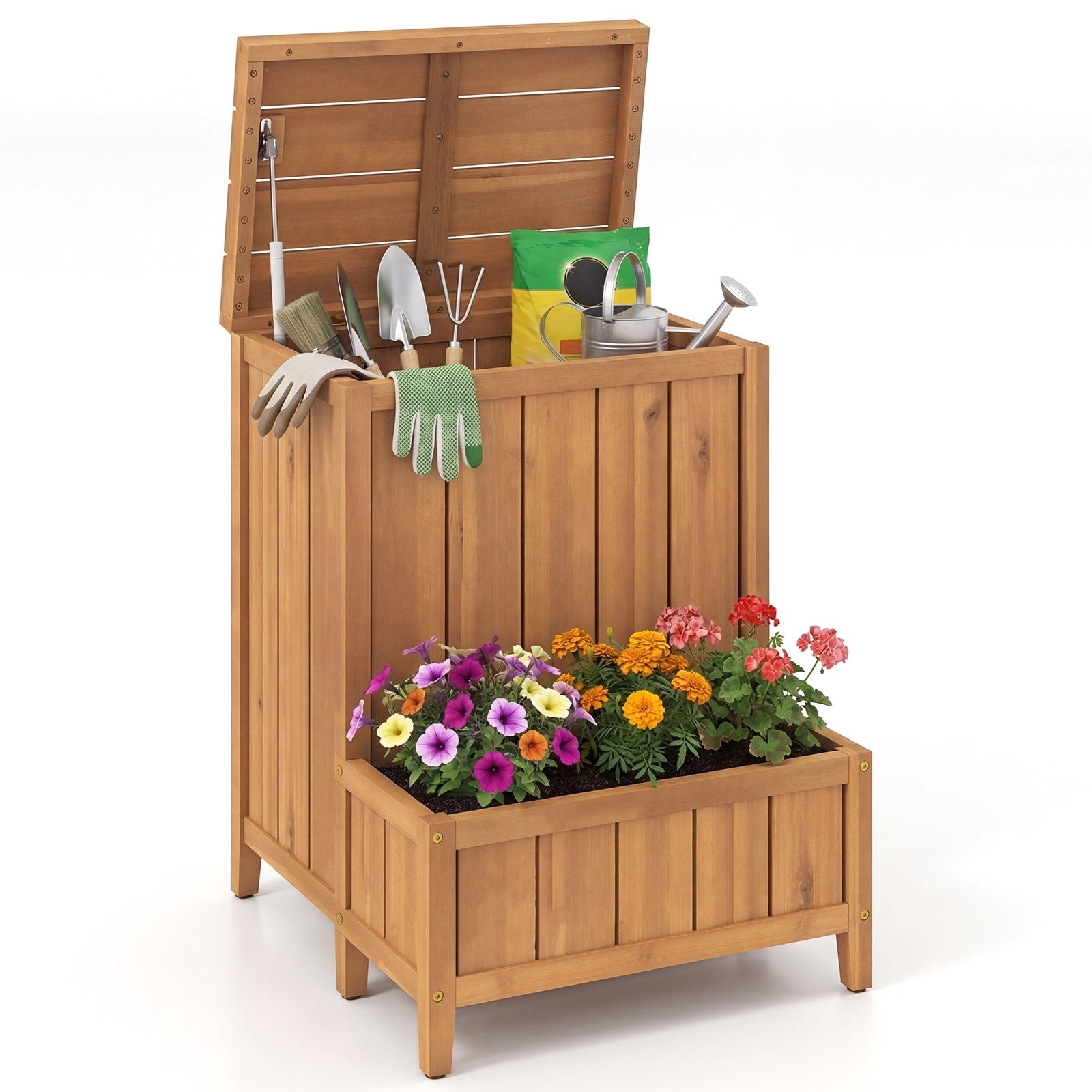 Gymax Package Delivery Box W Planter Box Openable Lid Gas Rod For