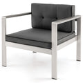 Gymax Patio Aluminum Armchair Contemporary Sofa Chair W Wpc Armrests