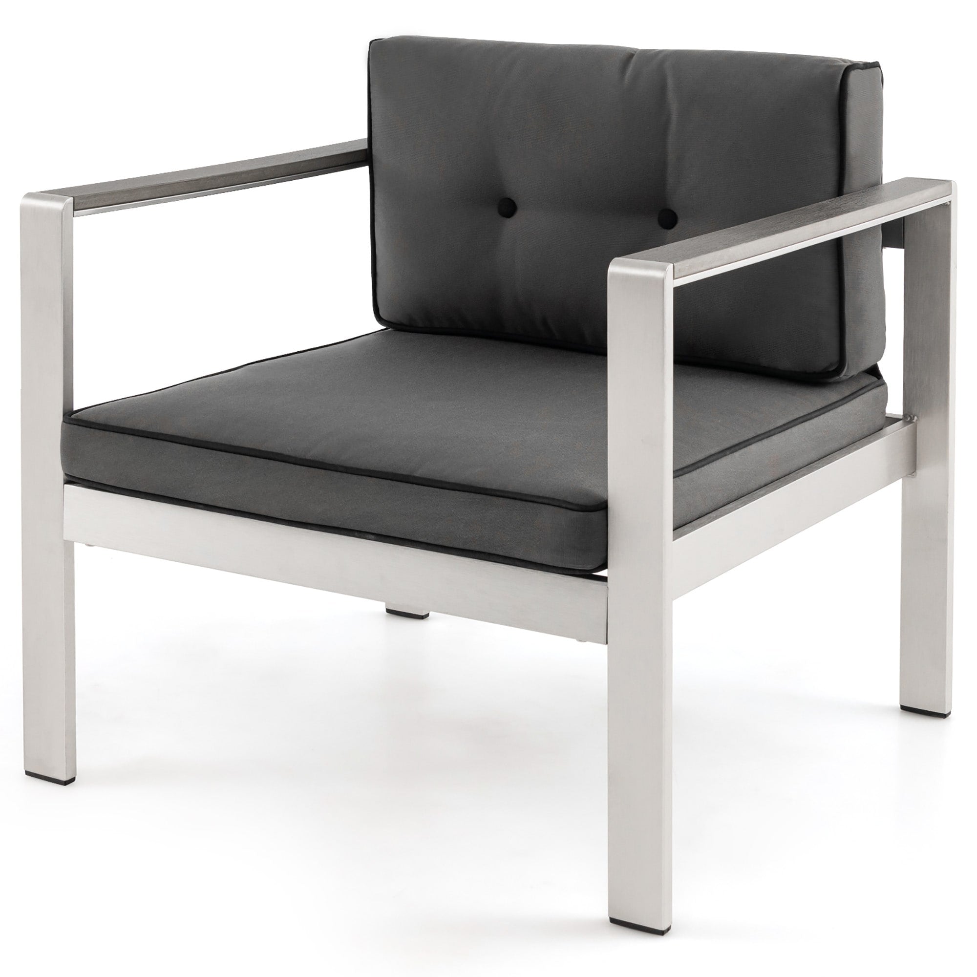 Gymax Patio Aluminum Armchair Contemporary Sofa Chair W Wpc Armrests