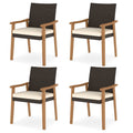Gymax Patio Dining Chair 4 Pcs W Cushion Wood Armrests Metal Frame For